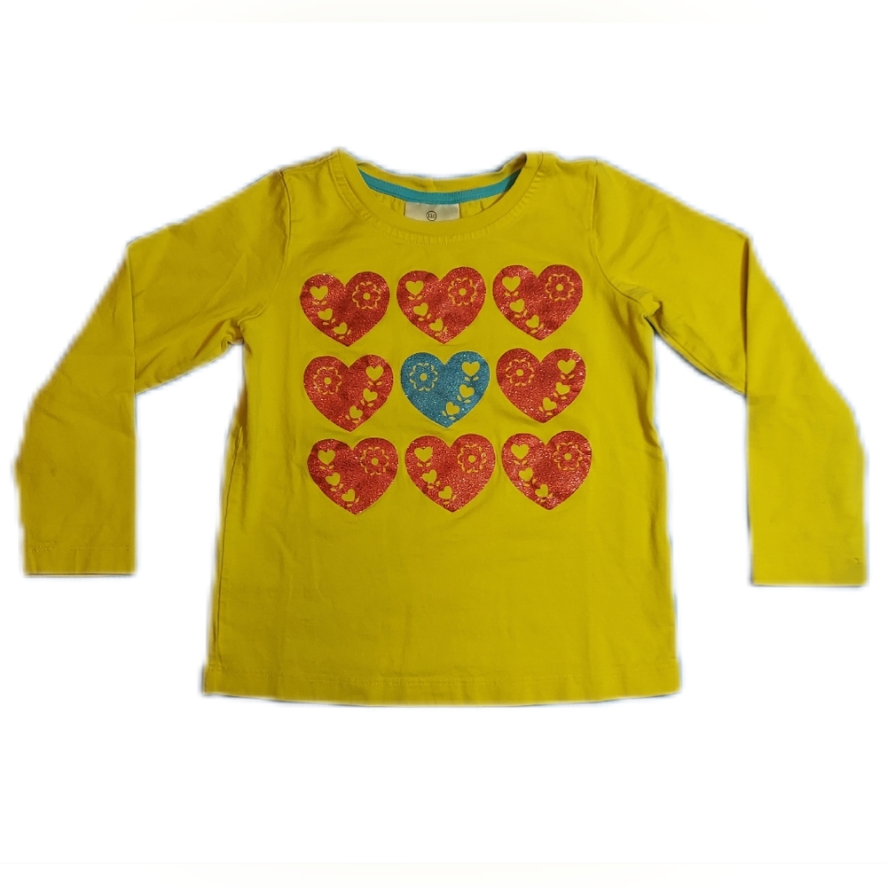Size 5 110cm Hanna Andersson Yellow Heart Sparkle Pink Blue Long Sleeve Shirt